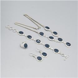 Lovely 4 Piece Blue Sapphire Jewelry Set