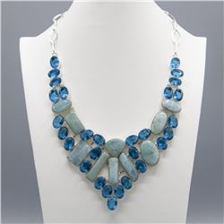 IMPRESSIVE 280 CT NATURAL LARIMAR NECKLACE