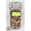 Image 1 : ESTATE COLLECTION OF PENNIES IN A VINTAGE JAR