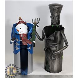 CHEF WINE BOTTLE HOLDER AND SNOWMAN WINE BOTTLE