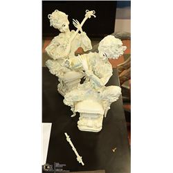 PAIR OF PAPER MACHE DECORATIVE STATUES 15" TALL