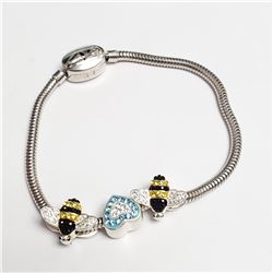 SILVER PANSONA WITH BEADS  BRACELET