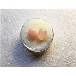 13)  LOT OF 2 OVAL ROSE QUARTZ GEMSTONES