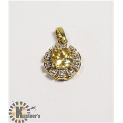 #129-CITRINE PENDANT & CZ