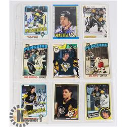 9 AUTOGRAPHED PITTSBURGH PENGUINS HOCKEY CARDS