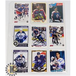 9 AUTOGRAPHED WINNIPEG JETS CARDS