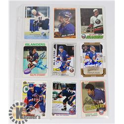 9 AUTOGRAPHED NEW YORK ISLANDERS HOCKEY CARDS