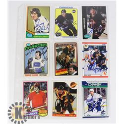 9 AUTOGRAPHED VANCOUVER CANUCKS HOCKEY CARDS