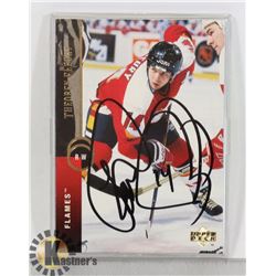THEOREN THEO FLEURY CALGARY FLAMES SIGNED CARD