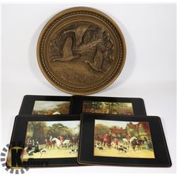 CARVED WALL HANGING, ENGLISH PICTURES