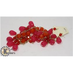 FASHION PINK DROP NECKLACE AN EARRING SET