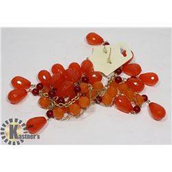 FASHION ORANGE DROP NECKLACE AN EARRING SET