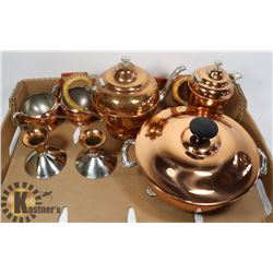 FLAT OF COPPER SERVING DISHES