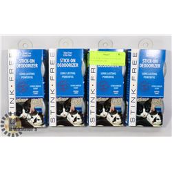 FOUR NEW 2 PACKS OF STICK ON DEODORIZER FOR
