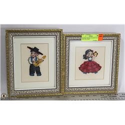 SPANISH THEMED FRAMED NEEDLE POINT PICTURES