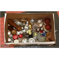 BOX OF ESTATE SALT AND PEPPER SHAKERS