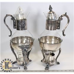 SILVER PLATED & GLASS COFFEE SERVERS