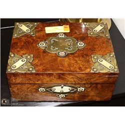 VINTAGE WOOD AND METAL ACCENTED BOX