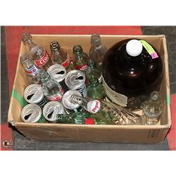 ANTIQUE BOTTLE AND CAN COLLECTION, COKE, PEPSI,