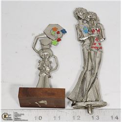 TWO 1960'S HIPPIE METAL FIGURES FLOWER POWER