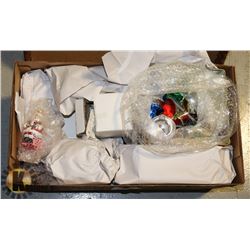 BOX OF CHRISTMAS DECORATIONS