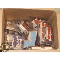 BOX OF RUBBER STAMPS