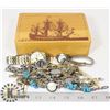 Image 1 : WOOD SHIP THEMED JEWELRY BOX WITH CONTENTS