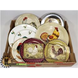 FLAT OF ROOSTER THEMED PLATES