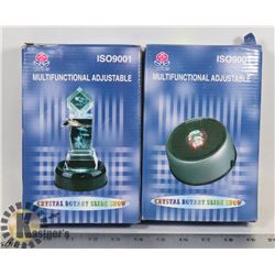 PAIR OF CRYSTAL ROTARY SLIDE SHOW BASES