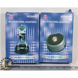 PAIR OF CRYSTAL ROTARY SLIDE SHOW BASES
