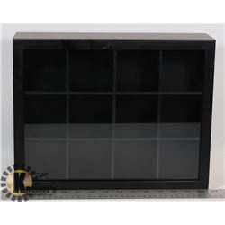 BLACK CURIO CABINET WITH 9 SECTIONS