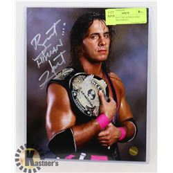 WWE BRETT THE HITMAN HART SIGNED 8X10 PHOTO
