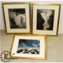 SET OF 3 WOOD FRAMED PICTURES INCL.