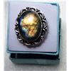 Image 1 : 9)  NATURAL LARGE OVAL LABRADORITE RING WITH