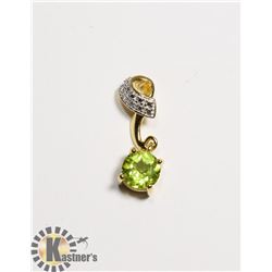 #147-GREEN PERIDOT & CZ PENDANT