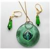 Image 1 : 21)  GREEN ROUND MURANO GLASS PENDANT