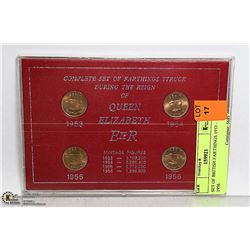 SET OF BRITISH FARTHINGS 1953 - 1956.