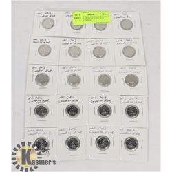 LOT OF 20 UNCIRCULATED 2016 CANADIAN DIMES