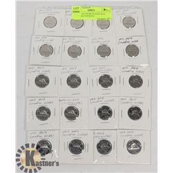 LOT OF 20 UNCIRCULATED 2016 CANADIAN NICKELS