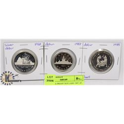 3 CANADA PROOF DOLLARS 1987, 87, 88
