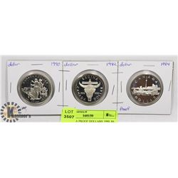 3 CANADA PROOF DOLLARS 1990, 84, 82