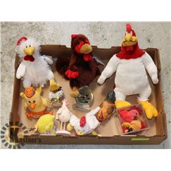 FLAT OF ROOSTER THEME STUFFED ANIMALS