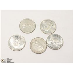 5 SILVER 25 CENTS  SILVER 1967 COUGAR