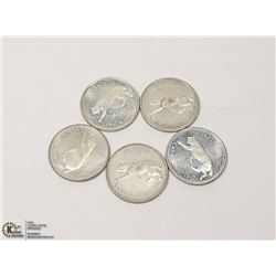 5 SILVER 25 CENTS  SILVER 1967 COUGAR