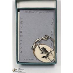 INUIT ART ON ANTLER FLYING GOOSE KEY CHAIN