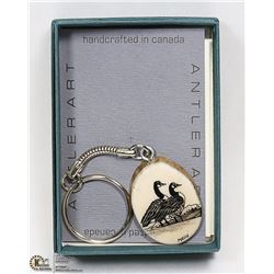 INUIT ART ON ANTLER 2 SWIMMING GEESE CHAIN