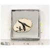 Image 1 : INUIT ART ON ANTLER HUNTER SCENE PIN