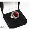 Image 1 : NEW MEN'S RING WITH RED STONE - SIZE 9 -