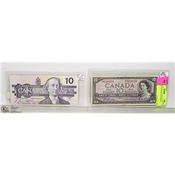 1954 & 1989 TEN DOLLAR NOTES