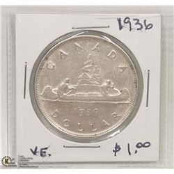 1936 SILVER DOLLR COIN.